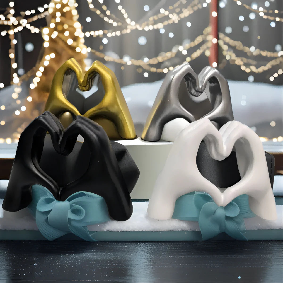 Heart-shaped Finger Combination Statue Expressing Love Gesture for Home Decor