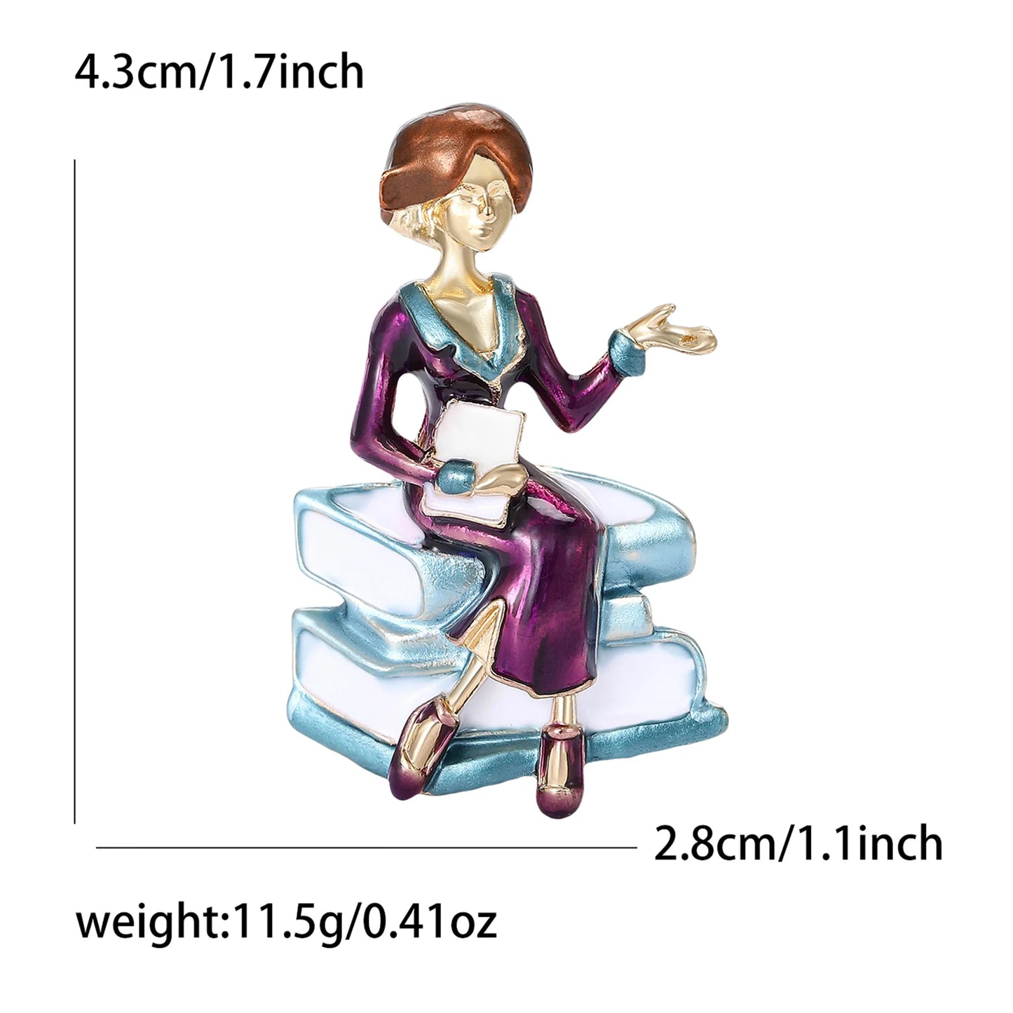 Book Rhinestone Brooch for Book Lover or Teacher