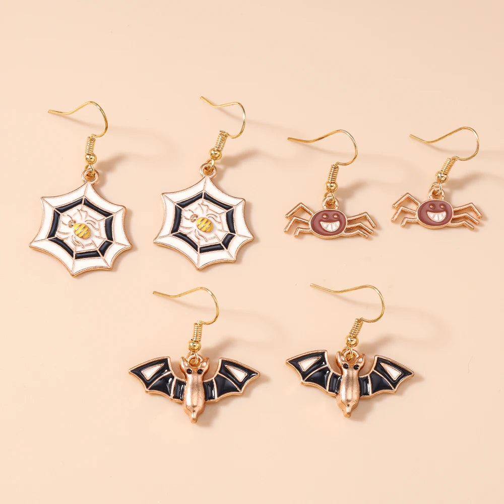 3pairs/set Halloween Drop Earrings For Girls