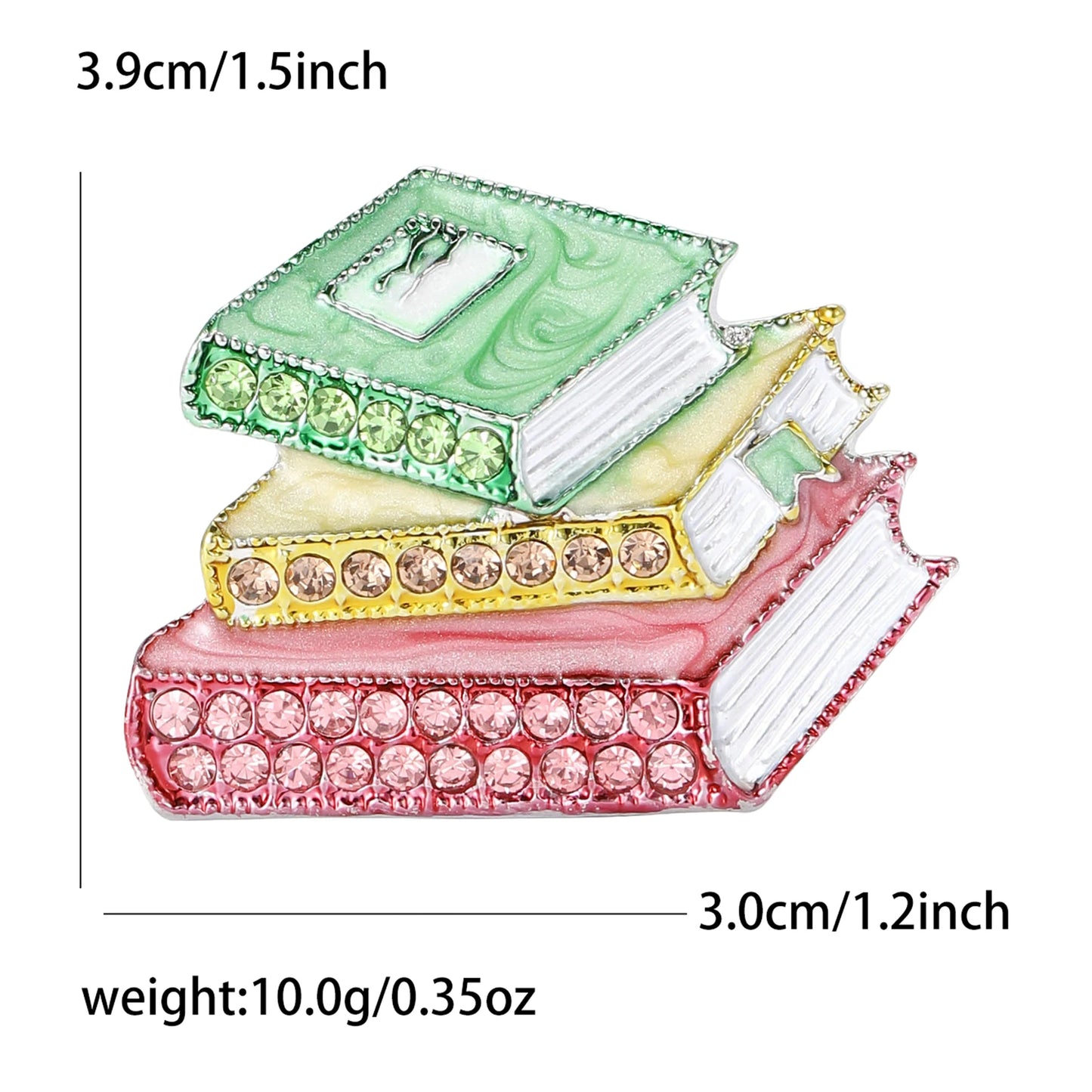 Book Rhinestone Brooch for Book Lover or Teacher