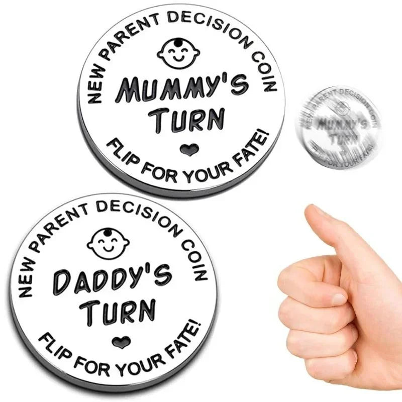 New Parents Decision Coin Double Sided Dad Mom Gift