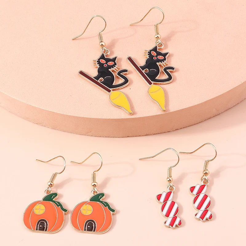 3pairs/set Halloween Drop Earrings For Girls