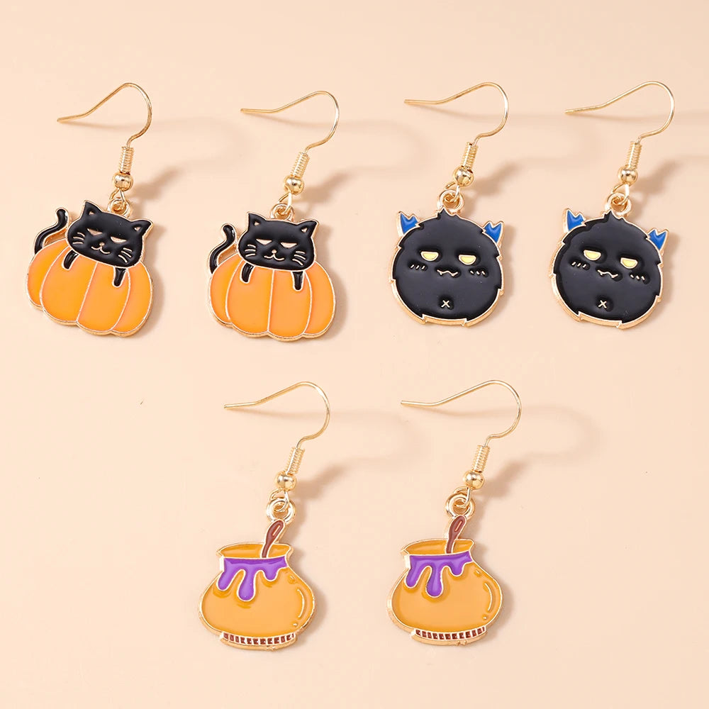 3pairs/set Halloween Drop Earrings For Girls