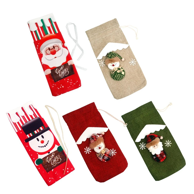 Christmas or New Year Wine Bottle Cover Coat Decoration