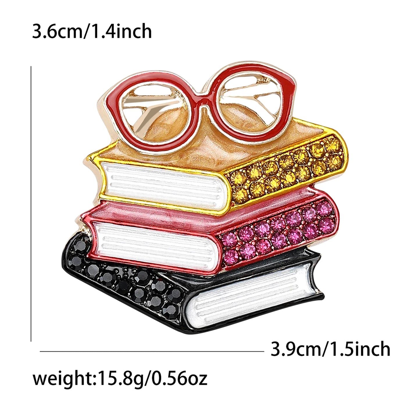 Book Rhinestone Brooch for Book Lover or Teacher