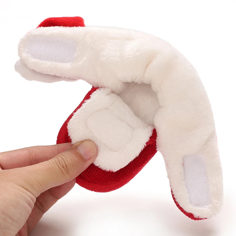 Plush red baby shoes