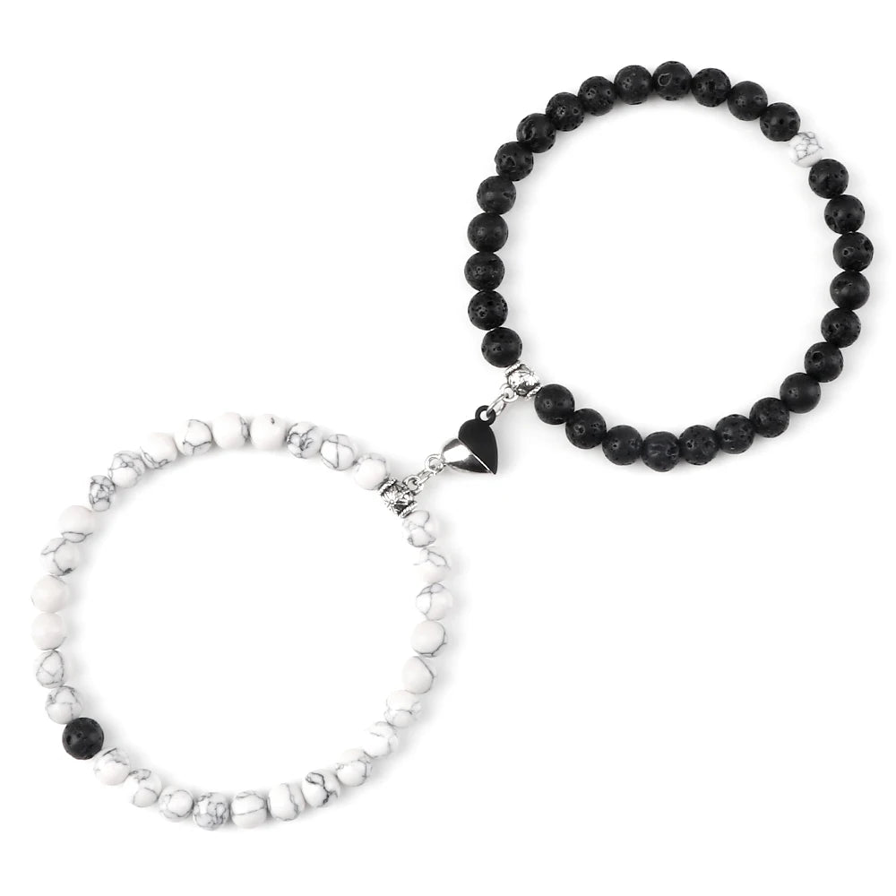 Original gift set for soulmates white and black bracelets set
