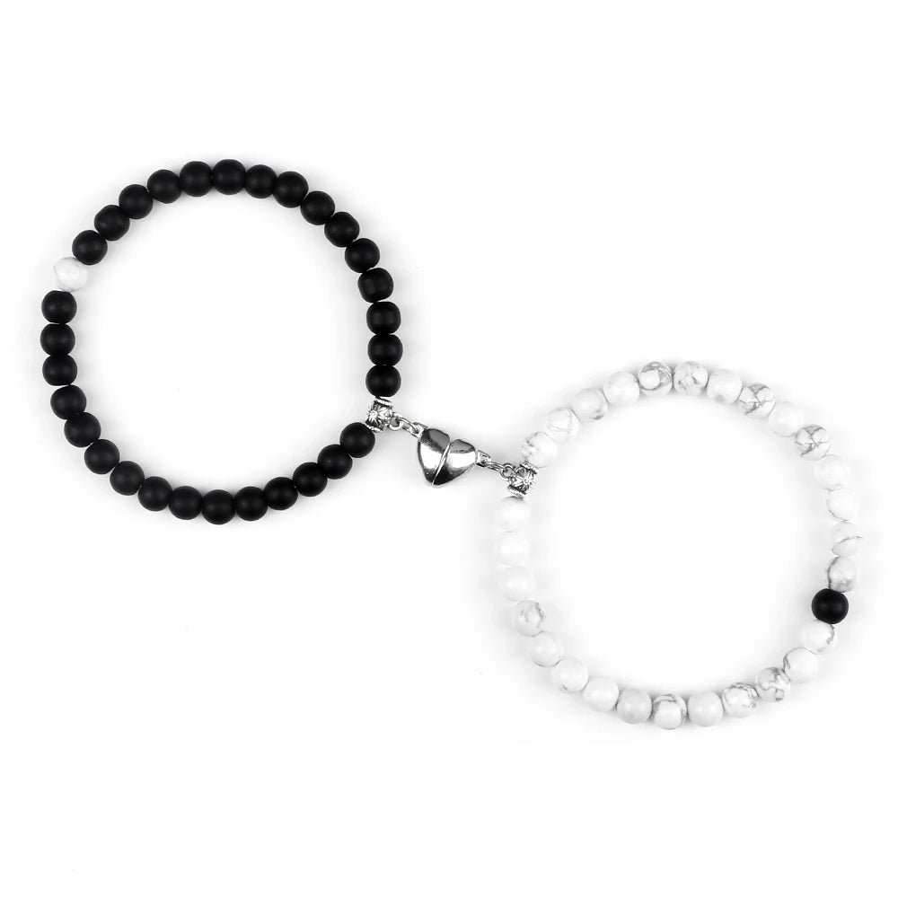 Connection romantic white and black bracelet wedding gift set